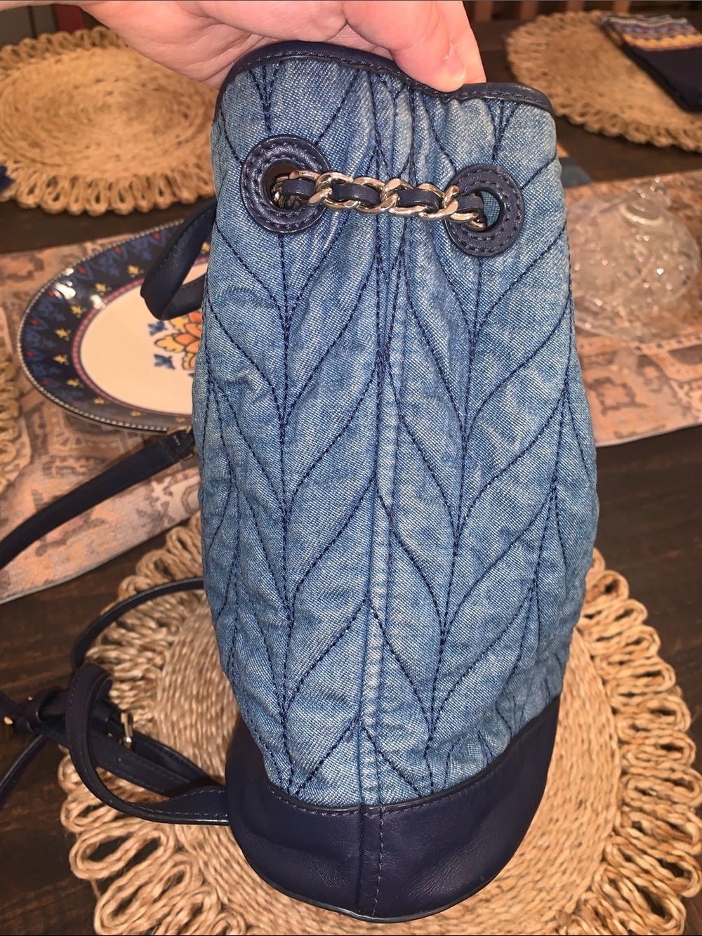 kate spade New York Quilted Denim Briar Lane Bucket Bag in Blue - Picture 6 of 10